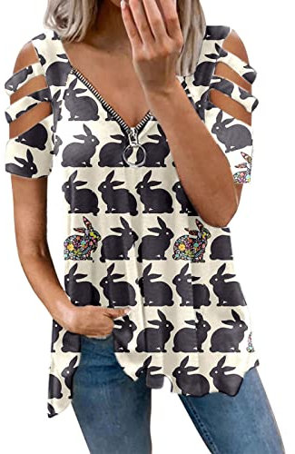 Camiseta deportiva para mujer, manga corta, cuello de pico, elegante, informal, ligera, túnica, Blanco, XXL