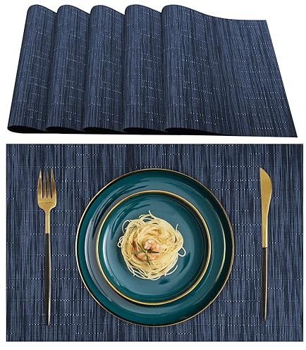 Lumaca Manteles Individuales Lavables, Juego de 6 Salvamanteles Individuales (70% PVC, 30% Poliéster), Resistentes al Calor, Antideslizantes, para Mesa de Cocina y Restaurantes,Azul