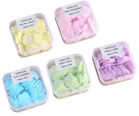 GXGM 5 scatole di compresse di Sapone USA e Getta,Fogli di Sapone da Viaggio,Sapone Portatile in foglietti(Circa 70-80 compresse per Scatola)