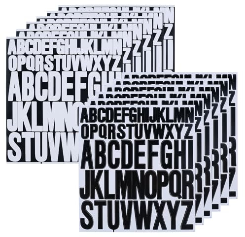 12 Blätter Buchstaben Sticker Selbstklebende Klebebuchstaben Alphabet Aufkleber Vinyl Hausnummer Aufkleber Großen Buchstaben Aufkleben Wetterfest Schwarz und Weiß für Schilder DIY Scrapbook