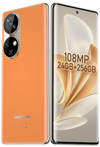Ulefone Note 17 Pro Téléphone Portable, 24Go+256Go, Caméra 108MP+32MP, Écran Incurvé AMOLED 6,78/120Hz, Android 13, 5050mAh, 4G Double SIM Smartphone Débloqué/Face ID/Type-C/GPS/NFC- Orange