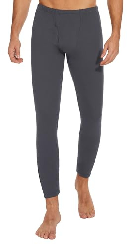 HIPOWER Men's Thermal Underwear Long Johns Bottoms Fleece Lined Pants Base Layer Winter Black Sports Leggings Workout Warm Running Hiking Gym Ski Pajama Trouser(DEEP Grey M)