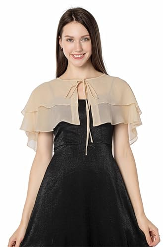 FAIRYGATE Shrug Women's Soft Chiffon Bolero Hand Washable Open Front Sheer Short Cardigans Shrugs for Evening Dress Wedding Cape Aesthetic Accessories Shawl Shawls for Weddings UC1314