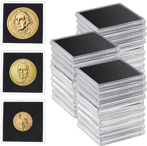 Udbrud 40 stycken myntfodral att trycka på myntfodral med rund fackindelning mynthållare akryl silver dollar mynthållare för samlare mynthållare