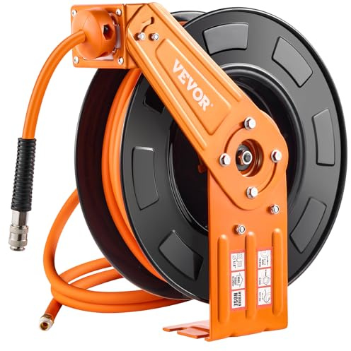 VEVOR Avvolgitubo Aria Compressa Retrattile Tubo Flessibile per Aria Compressa Ibrido Lunghezza 19,81m Pressione max. 300 PSI, Bobina Avvolgitubo Montaggio a Soffitto/Parete, Avvolgitubo da Officina