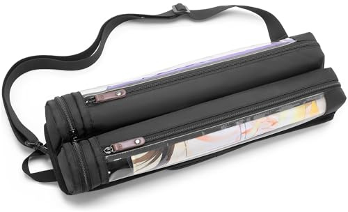 Rexmica Playmat Tube Case for 2 PCS W35.6 x L61 cm Mat, Play Game Mat Storage Holder Container with Support Pane, Dice Holder and Shoulder Strap for TCG MTG Playmat