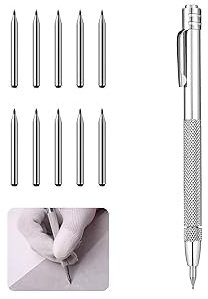 Stylos à Tracer en Carbure de Tungstène, Pointe a Tracer Livré avec 10 Pointes de Rechange, Parfait pour Tôle, Verre, Céramique, Acier Trempé et Plus