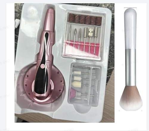 PKBD Torno para Uñas Profesional con Base Multifuncional, 20000 RPM 12 en 1 Lima Eléctricas Uñas Nail Drill Machine, Set de Manicura y Pedicura Electrico para Salón DIY, Oro Rosa