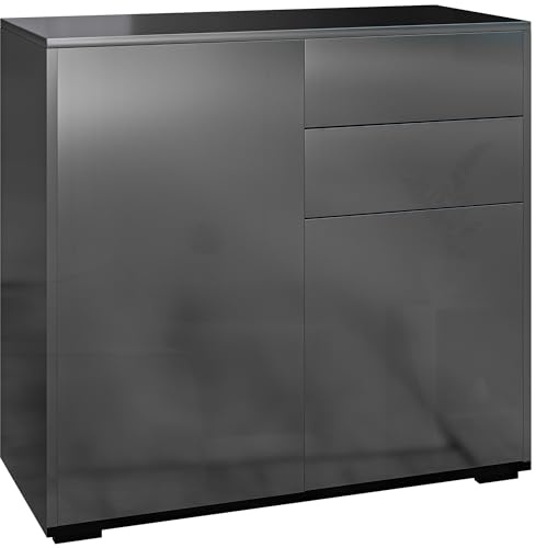 HOMCOM Mueble de Almacenamiento aparador, Armario de Almacenamiento con 2 cajones y 2 armarios para Puertas, estantes Ajustables, para Sala de Estar, Cocina, Dormitorio, 79 x 36 x 74 cm, Color Negro