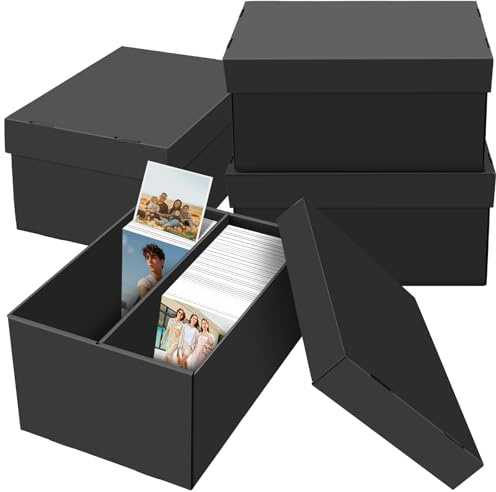 4 Cajas de Almacenamiento Para Fotos de 10 x 15 cm, Divididas en 2 Compartimentos, Cajas Organizadoras Portátiles con Tapas, Contenedores Para Manualidades, Para Pegatinas, Álbumes de Recortes, Sellos