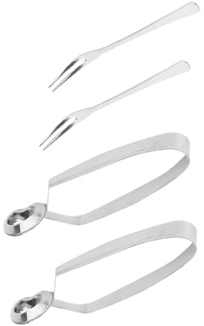 VANZACK Set 4 Pezzi Pinze e Forchette per Lumache in Acciaio Resistente alla Ruggine Utensili per Servire Frutti di Mare Lavabili in Lavastoviglie per Casa e Ristorante