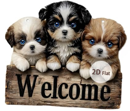 LDDIFHWW Cartello in Legno per Porta, Cartello di Benvenuto da Appendere, Decorazione Rustica Adatta per L'ingresso di Casa, Aula, Cucina, Ufficio, Soggior, Cane