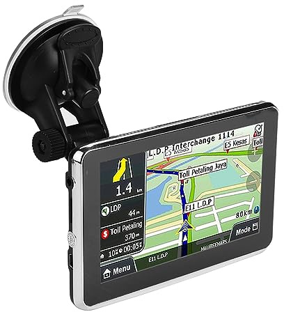 VBESTLIFE Navegador GPS Universal para Automóvil de 5 Pulgadas, Mapa Europeo con Pantalla Táctil, Transmisión de Voz, con Alerta de Restricciones de Camiones, para Automóviles, Autobuses