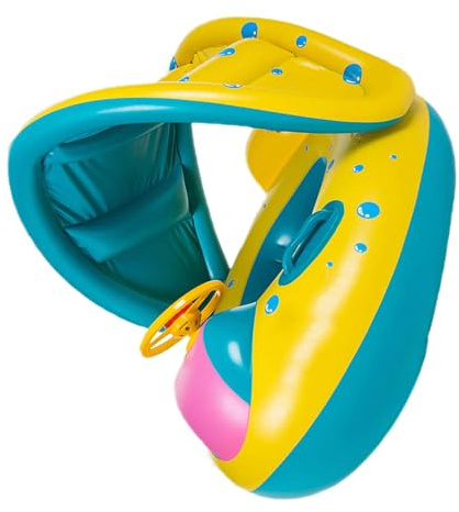 Thonlai Babysimring Poolflottor med Solskydd och Bekvämt Ryggstöd för Barn Simbassäng Strandvattenlek