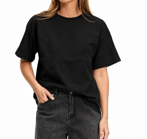 Maison Mama Nursing & Breastfeeding 100% Cotton T-Shirt Top, M Black