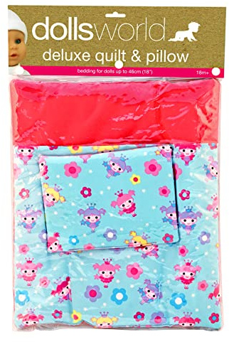 DOLLSWORLD from Peterkin | Deluxe Doll's Quilt & Pillow | soft fabric quilt and pillow, for dolls up to 46cm (18) | Dolls & Accessories | Ages 18m+