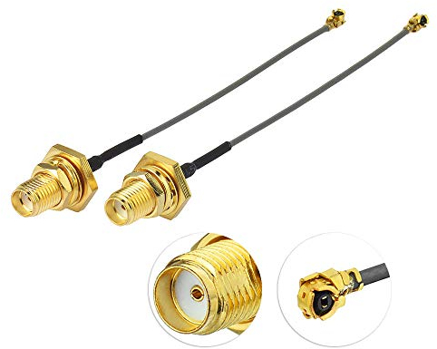 Superbat 8cm U.f Kabel, Mini PCI auf SMA Buchse, verlustarmes Koaxialkabel für WLAN Router, Mini PCIe Karten, Netzwerkverlängerung Bulkhead WLAN WAN Repeater, verlustarmes Koaxialkabel, 2 Stück