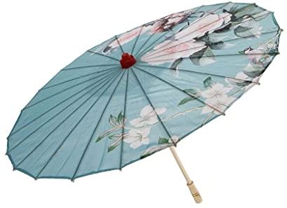 LOVIVER Silk Cloth Parasol (33-Inch, Peony) - Chinese Japanese Paper Umbrella - for Weddings and Personal Sun, Pattern A