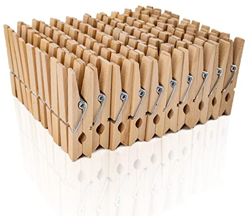 Holz Wäscheklammern A00154025 aus Birkenholz, 45 mm, 100 Stück, Natur