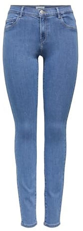ONLY Women's ONLRAIN Life REG Skinny DNM NOOS Jeans, Medium Blue Denim/Detail:PIM430, S / 32