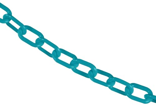 Mr. Chain Plastic Barrier Chain, Turquoise, 25 ft Length (10056-25)