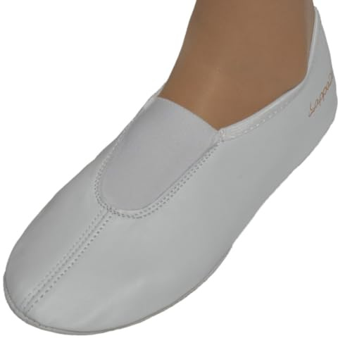 Lappade Chaussons de Gymnastique Extra Larges, Chaussons de Ballet, Chaussons de Gymnastique, Chaussons de Danse, Semelle en Cuir Blanc Taille 34