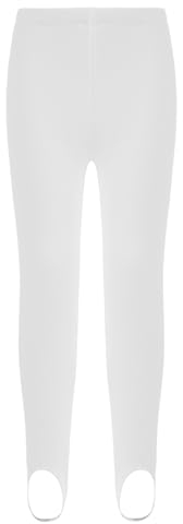 HULIJA Kinder Mädchen Sport Leggings Lang Fleecefutter Sporthose Steigbügelleggings Tanzhose Gymnastik Ballett Wettkämpfe Weiß 146-152