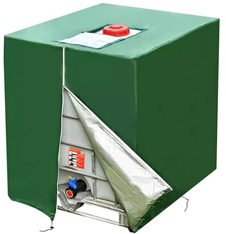 GBACHOOSE IBC tankskydd, skydd vattentank 1 000 L, regntunna dammsäkert skydd, UV-skydd skyddspresenning för IBC-tank, regnvattentank (120 x 100 x 160 cm)