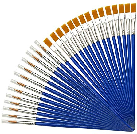 CAIONPLE 100 StüCk Kinder Pinsel Set für Aquarell ÖL GemäLde Flache + Spitz BüRste für KöRper Gesicht Nagel Kunst