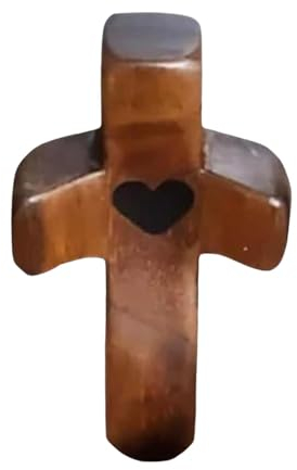 Geschnitztes Holzkreuz My Heart Olivenholz Motivationsgeschenke Handschmeichler Kreuz Für Die Hosentasche Oder Unterwegs | Kleines Gebetskreuz | Taschenkreuz
