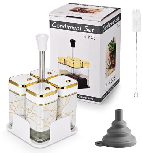 Miorkly Set Olio Aceto Sale Pepe (da 5 Pezzi), Il Design a Rotazione della Copertina, può Utilizzare Una varietà di Metodi di Dumping,Oliera Ve