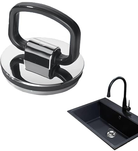 Chrome Bath Plug Replacement, 46mm Universal Kitchen Sink Plug With Handle, Polished ABS Plastic With Rubber Seal for Sinks, Bathtubs, Showers