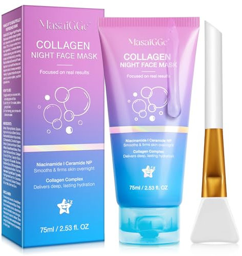 Collagen Night Wrapping Mask,Collagene Mask,Collagen Overnight Wrapping Peel Off Facial Mask,Deep Hydration,Fade Wrinkle & Improves Skin Elasticity,Reduces Sagging & Dullness for Glowing Skin