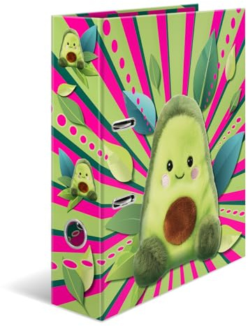 HERMA Folder A4 Avocado, 7 cm Wide, Ring Binder with Nursery Motif, Colourful Lever Arch File with Inner Print for Boys, Girls and Children