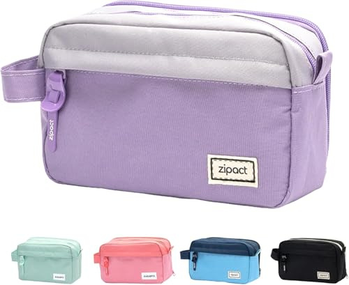 buvyuotu Astuccio con 3 scomparti, grande capacità, astuccio con cerniera resistente, astuccio per matite, astucci scolastici per matite, astucci per ragazze, adolescenti, ragazzi, materiale da