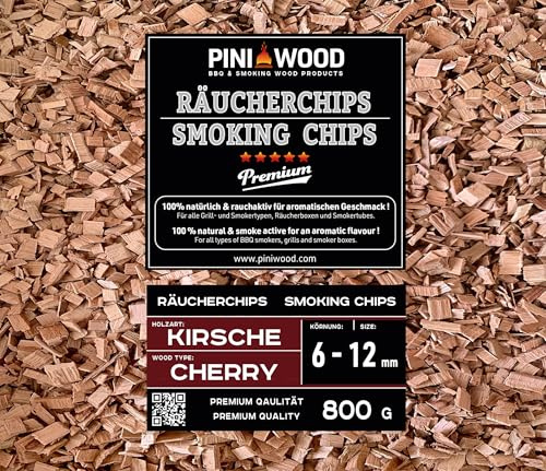 PINI 800 g di trucioli per affumicatura, ciliegia, 6-12 mm