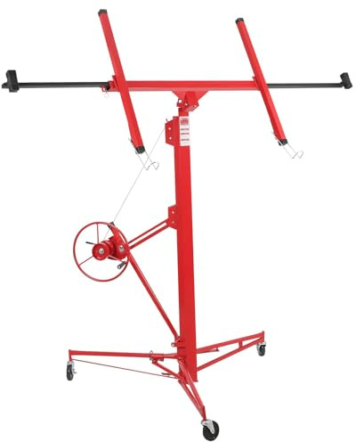 Drywall Lift 11FT, Drywall Rolling Lifter Panel, 150LBS Heavy Duty Drywalls Panel Lifter with Adjustable Telescopic Arm & 3 Lockable Wheels, Foldable Sheetrock Lift for Home Improvement