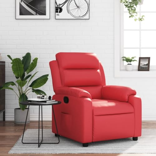 Owoxanthellate Owox - Poltrona relax in ecopelle, 75 x 92,5 x 100 cm, con funzione reclinabile a 135°, tasca laterale, telaio in legno e metallo da 110 kg, per soggiorno/Home Cinema
