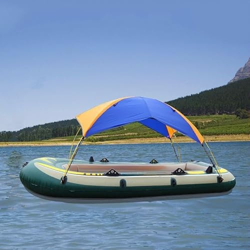 Benebomo Toldo Protector Solar para Botes inflables, Azul/Naranja, para 4-5 Personas, con Varillas de Tienda y Accesorios de fijación (Naranja)