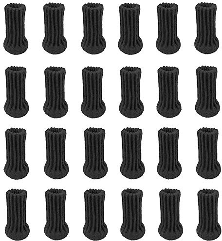 POFET Lot de 24 Paires Chaussette Chaise pour Pieds de Chaise, Pieds de Meubles, Patins Antidérapants pour Convient aux Pieds de Chaise de 1 à 2 de Diamètre, Noir
