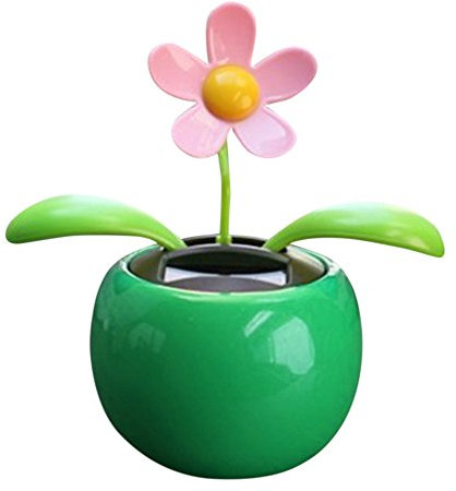 Benoon Decorazione di Fiori Danzanti Solari, Decorazioni per La Casa in Stile Auto Giocattolo con Fiori Animati Oscillanti Ad Energia Solare Verde