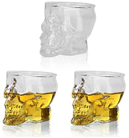 Schnapsglas Skull, 75 Ml Schädel Whiskygläser Wassergläser Saftgläser, 3 Schnapsgläser in Totenkopf-Optik, Skull Shot Glasses, Schnapsgläser Shot Gläser Für Zu Hause, Restaurants, Bar
