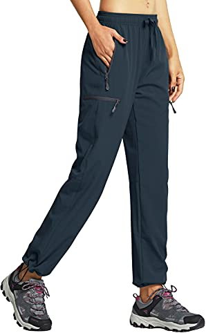 Libin Pantaloni Trekking Donna Estivi Montagna Pantalone da Cargo Leggeri ad Asciugatura Rapida Casual Escursionismo Abbigliamento con Tasche Cerniera, Marina XXL