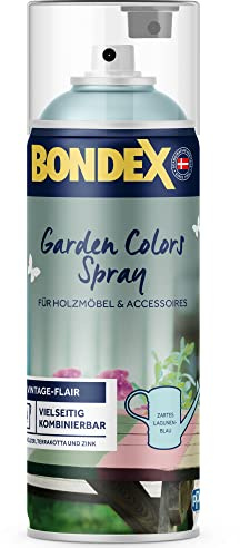 Bondex Garden Colors Spray Zartes Lagunenblau 0,4 L für 4 m² | Vintage-Flair für Möbel & Accessoires | Schütteln & Sprühen | Seidenmatt | Sprayfarbe
