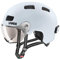 uvex rush visor - leichter City-Helm für Damen und Herren - mit Visier - inkl. LED-Licht - cloud matt - 58-61 cm