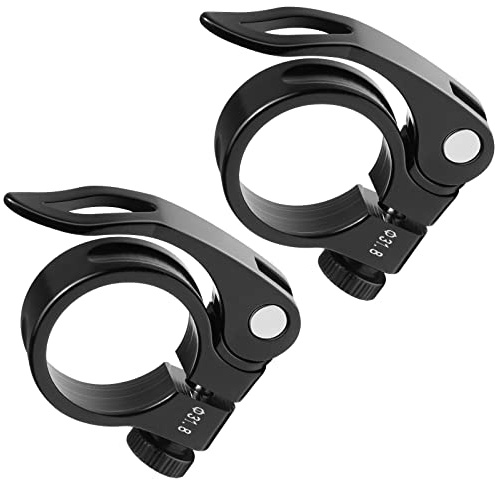CUNCUI Bike Seat Clamps 2 pcs, 31.8mm Bicycle Seat Post Clamp-Black