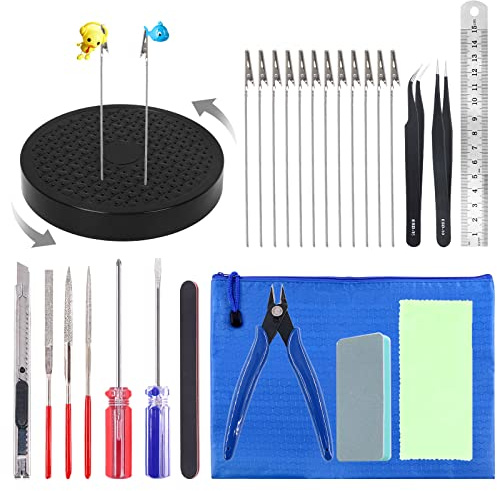 Swpeet Lot de 35 supports de peinture professionnels rotatifs à 360 degrés et outil de construction de modèle de base avec pince crocodile compatible avec aérographe