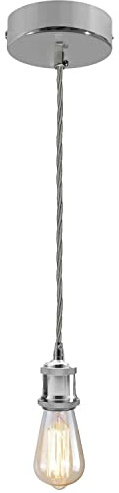 LEDSone E27 Vintage Pendant Light Fitting with Twisted Cable | Industrial Ceiling Hanging Light for Kitchen Island, Dining Room, Hallway, Café, Bar & Loft