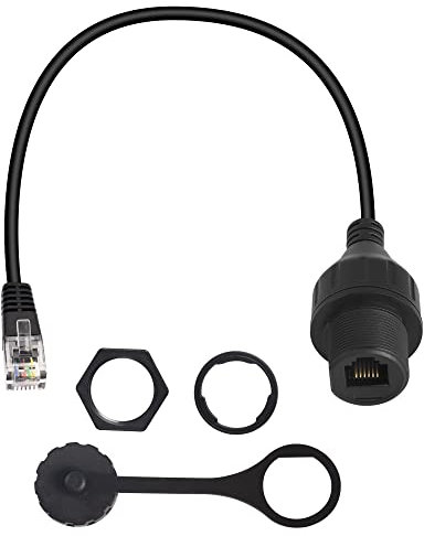 QIANRENON RJ11 / RJ12 Embarqué Fixation filetée étanche Câble Adaptateur RJ12 / RJ11 6P6C mâle à Femelle Panneau Montage Extension Câble, pour téléphonique Communication Système vocale Alarme,39cm