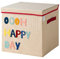 LIFENEY Aufbewahrungsbox mit Deckel und Happy Day I Spielzeugbox mit Motiv passend für Würfelregale I Ordnungsbox für das Kinderzimmer I Aufbewahrungskorb Kinder